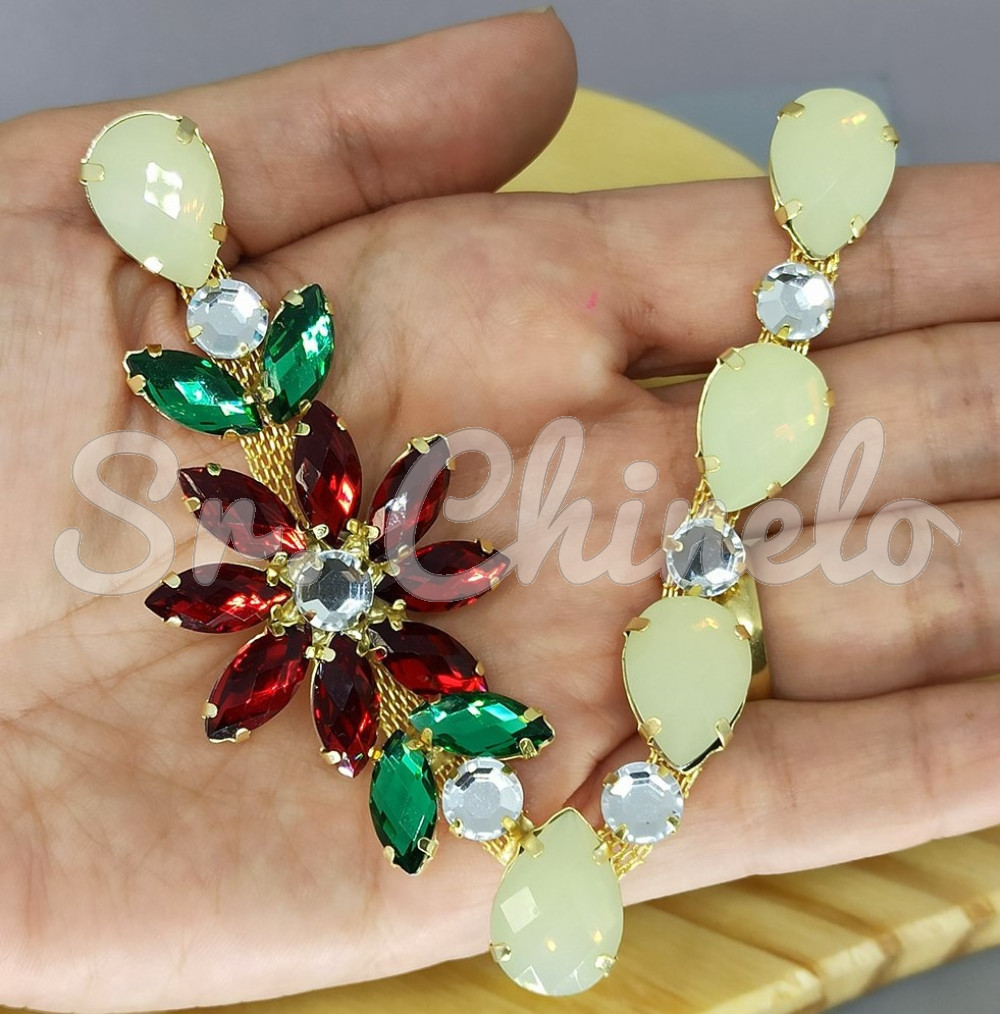 Cabedal Daisy, Banhado, Rebite, Branco Opal/Vermelho