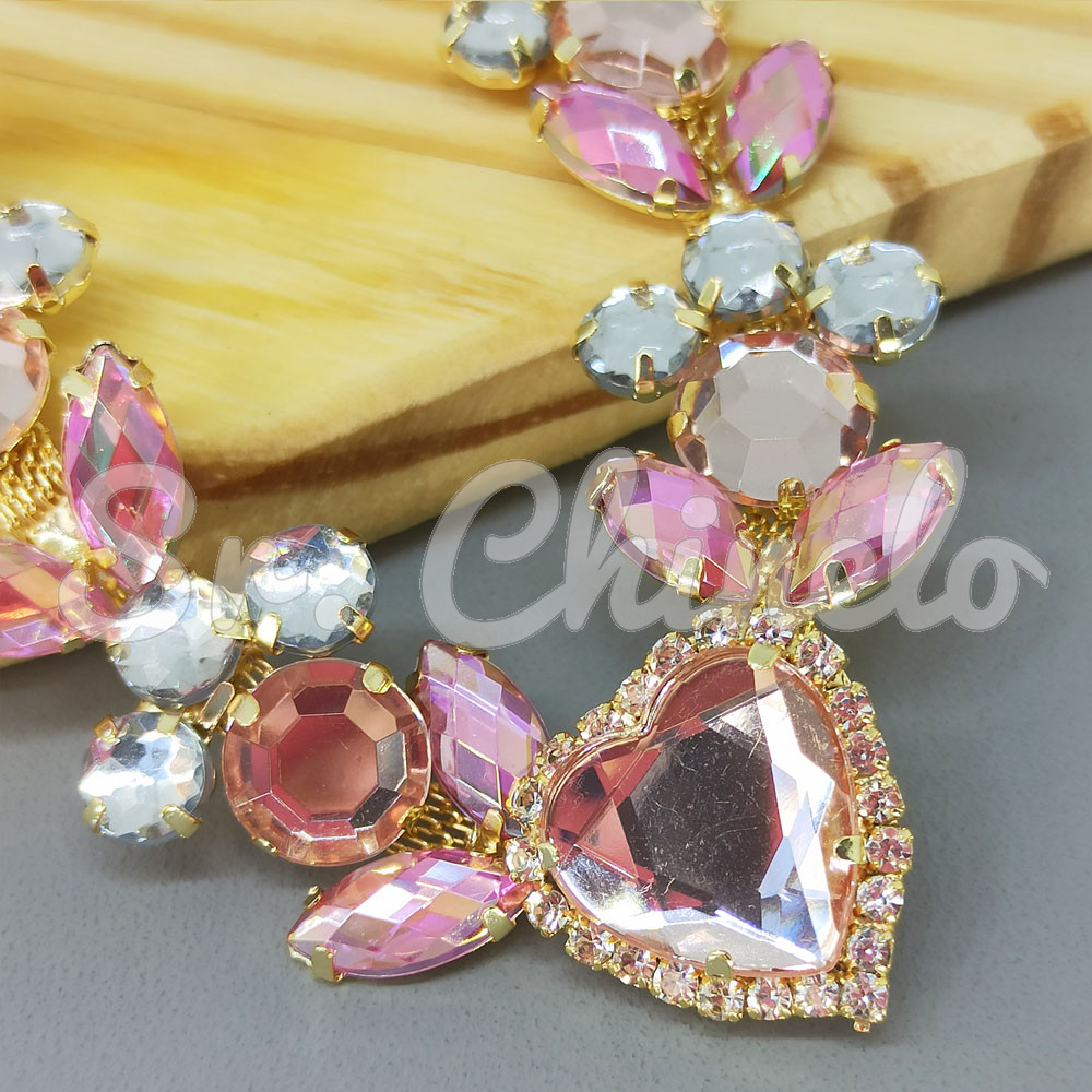 Cabedal Lavínia, Banhado, Rebite, Rosa Claro/Rosa Claro Irisado