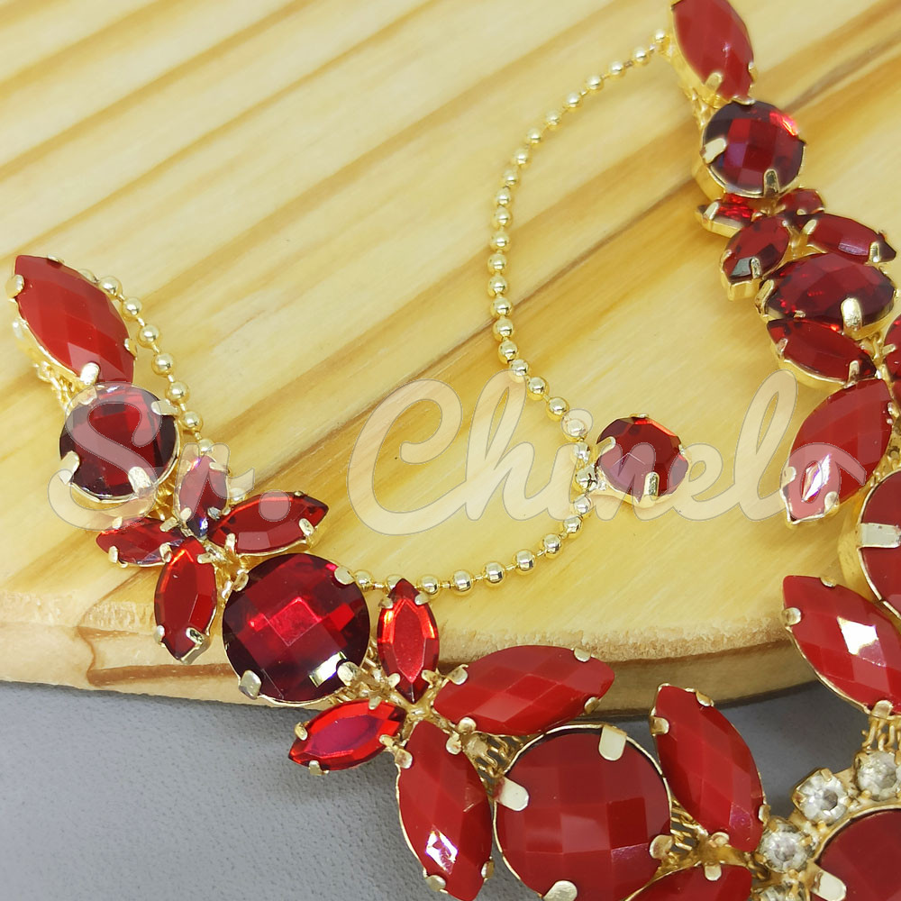 Cabedal Olívia, Banhado, Rebite, Vermelho Fosco/Vermelho
