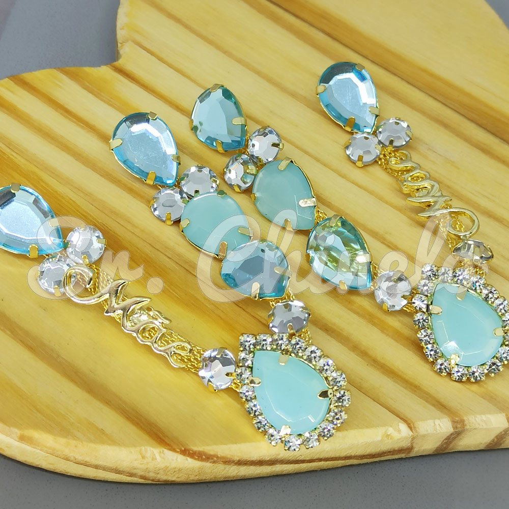 Cabedal Mãe, Gotas com Strass, Banhado, Rebite