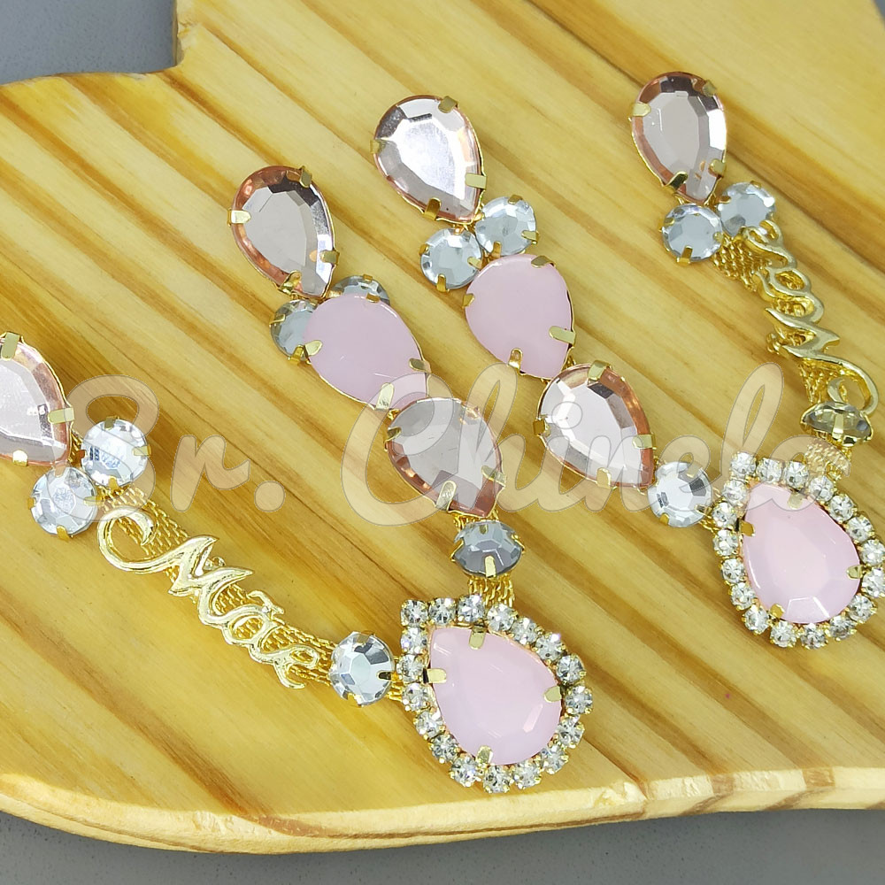 Cabedal Mãe, Gotas com Strass, Banhado, Rebite
