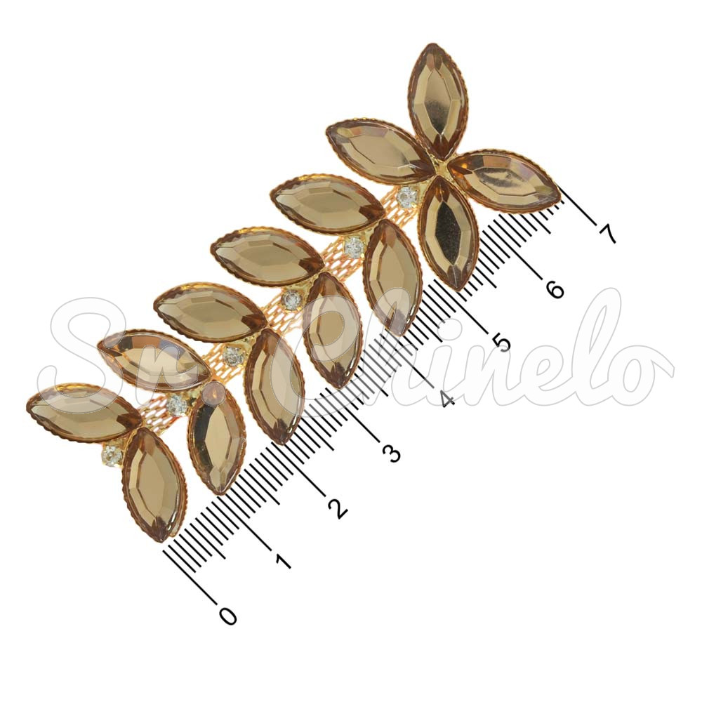 Cabedal Mariah, Banhado, Rebite, Marrom Escuro/Dourado