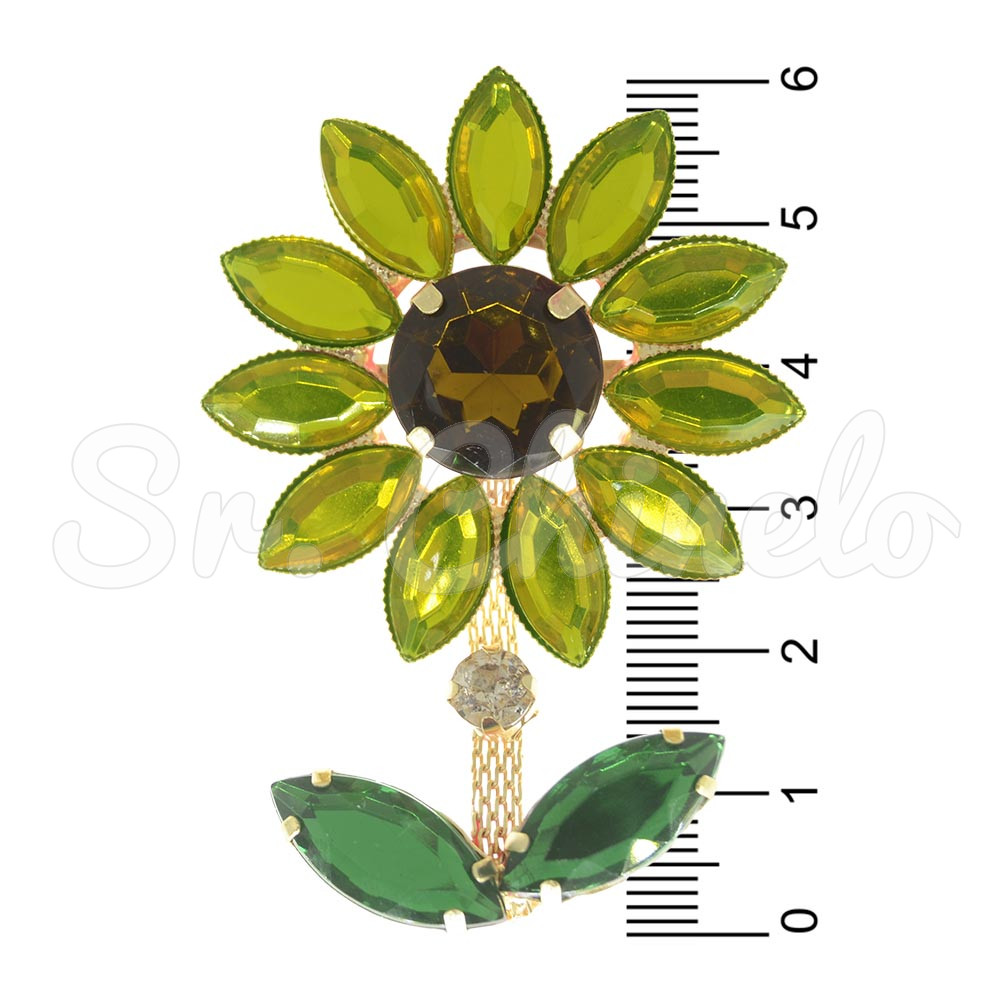Cabedal Girassol, Banhado, Rebite, Amarelo/Marrom/Verde