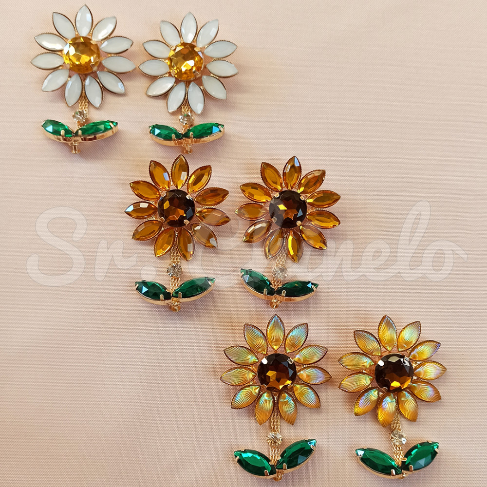 Cabedal Girassol, Banhado, Rebite, Branco/Amarelo/Verde