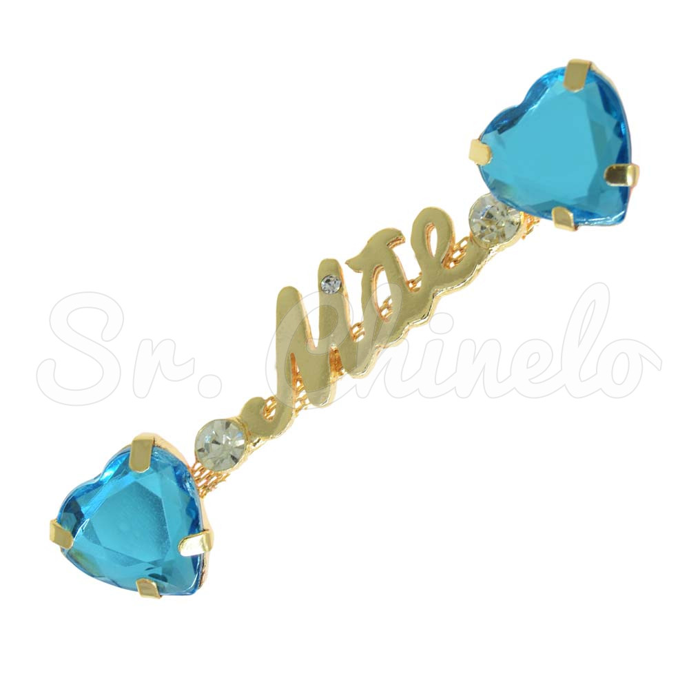 Cabedal Mãe, Coração, Banhado, Rebite, Azul Tiffany
