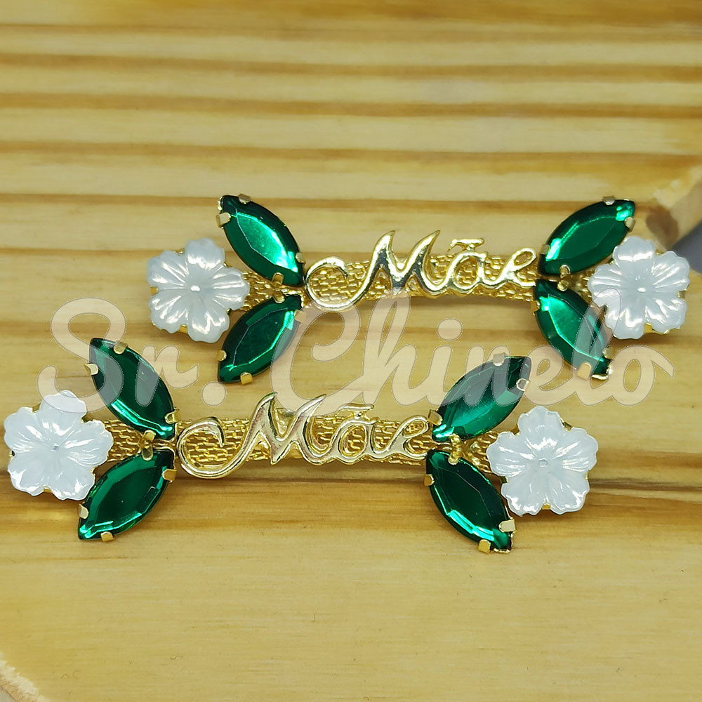 Cabedal Mãe, Florzinha, Banhado, Rebite, Branco/Verde