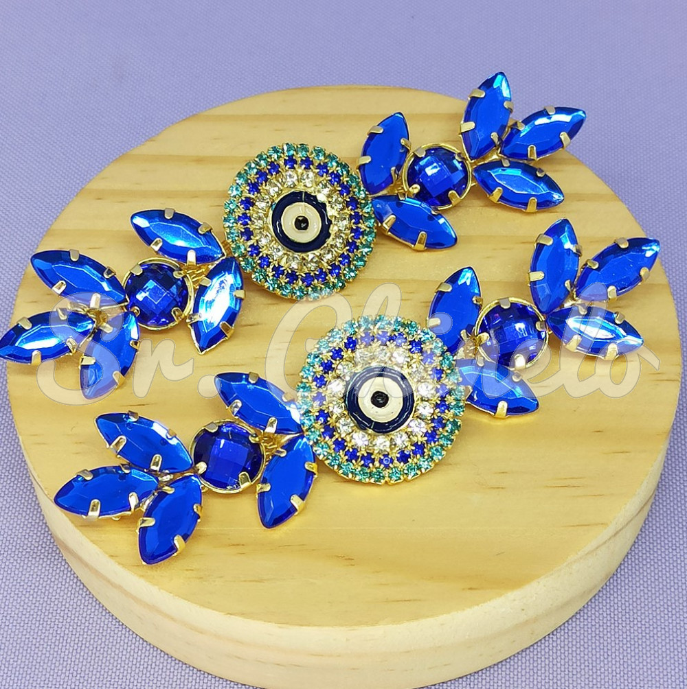 Cabedal Cloe, Banhado, Rebite, Olho Grego, Azul Royal