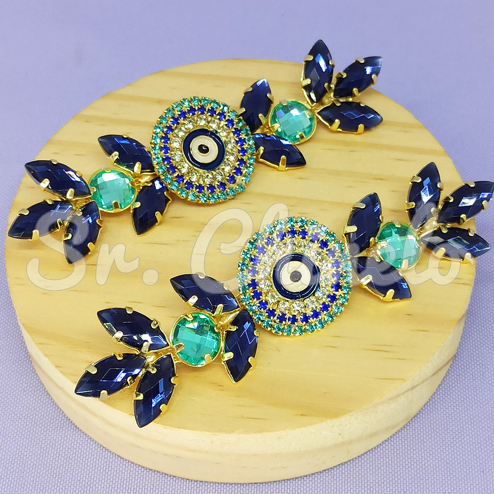 Cabedal Cloe, Banhado, Rebite, Olho Grego, Azul Marinho