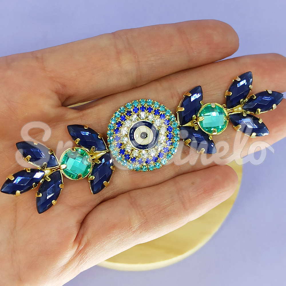 Cabedal Cloe, Banhado, Rebite, Olho Grego, Azul Marinho