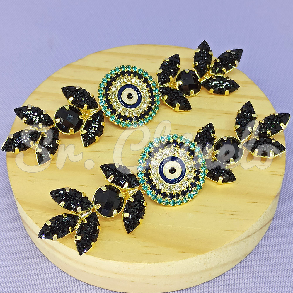 Cabedal Cloe, Banhado, Rebite, Olho Grego, Preto