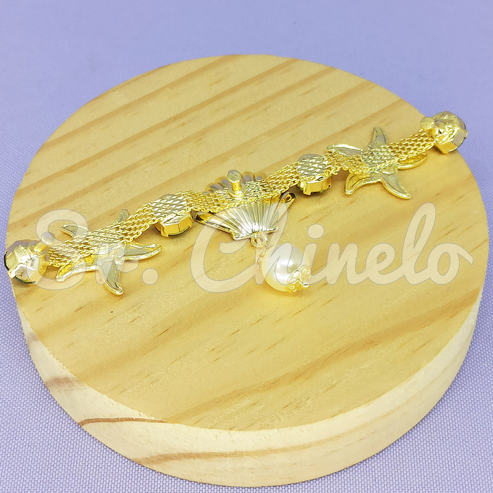 Cabedal Fundo do Mar, Banhado, Rebite, Conchas e Estrela, Verde Musgo