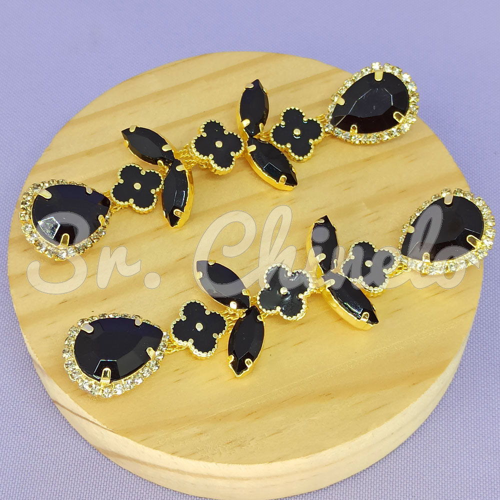 Cabedal Sophia, Banhado, Rebite, Preto