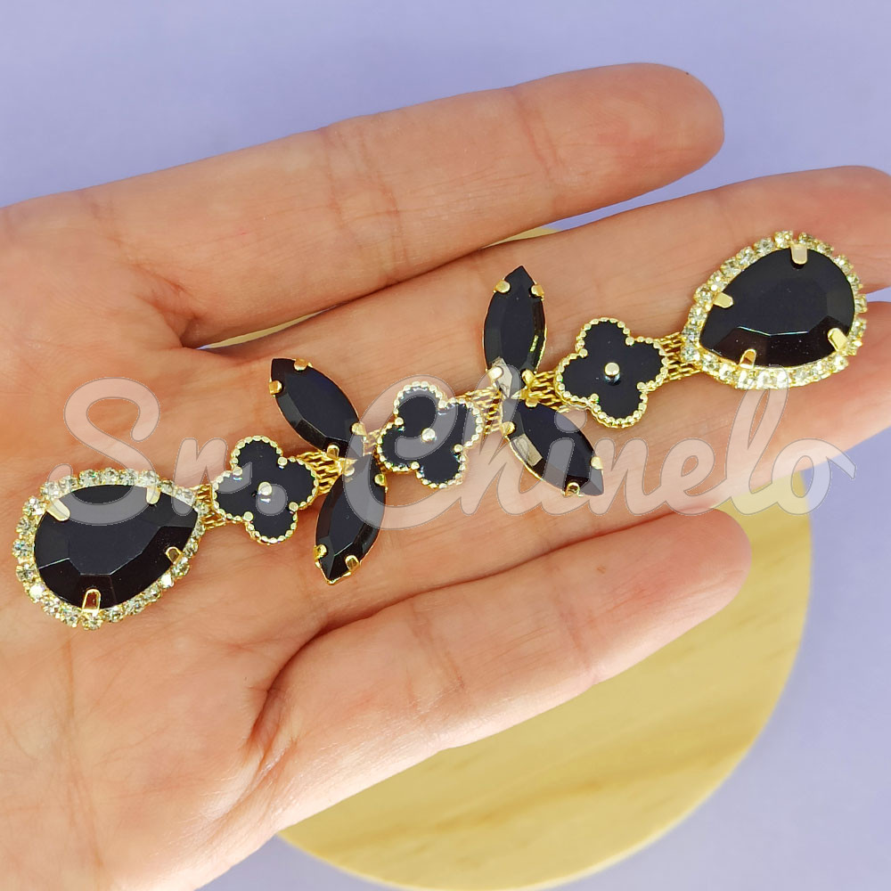 Cabedal Sophia, Banhado, Rebite, Preto