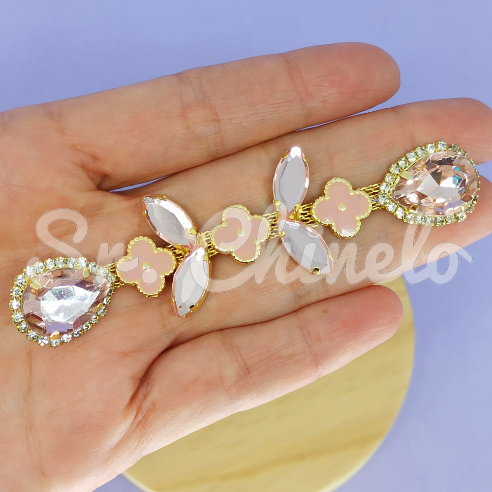 Cabedal Sophia, Banhado, Rebite, Rosa Vintage