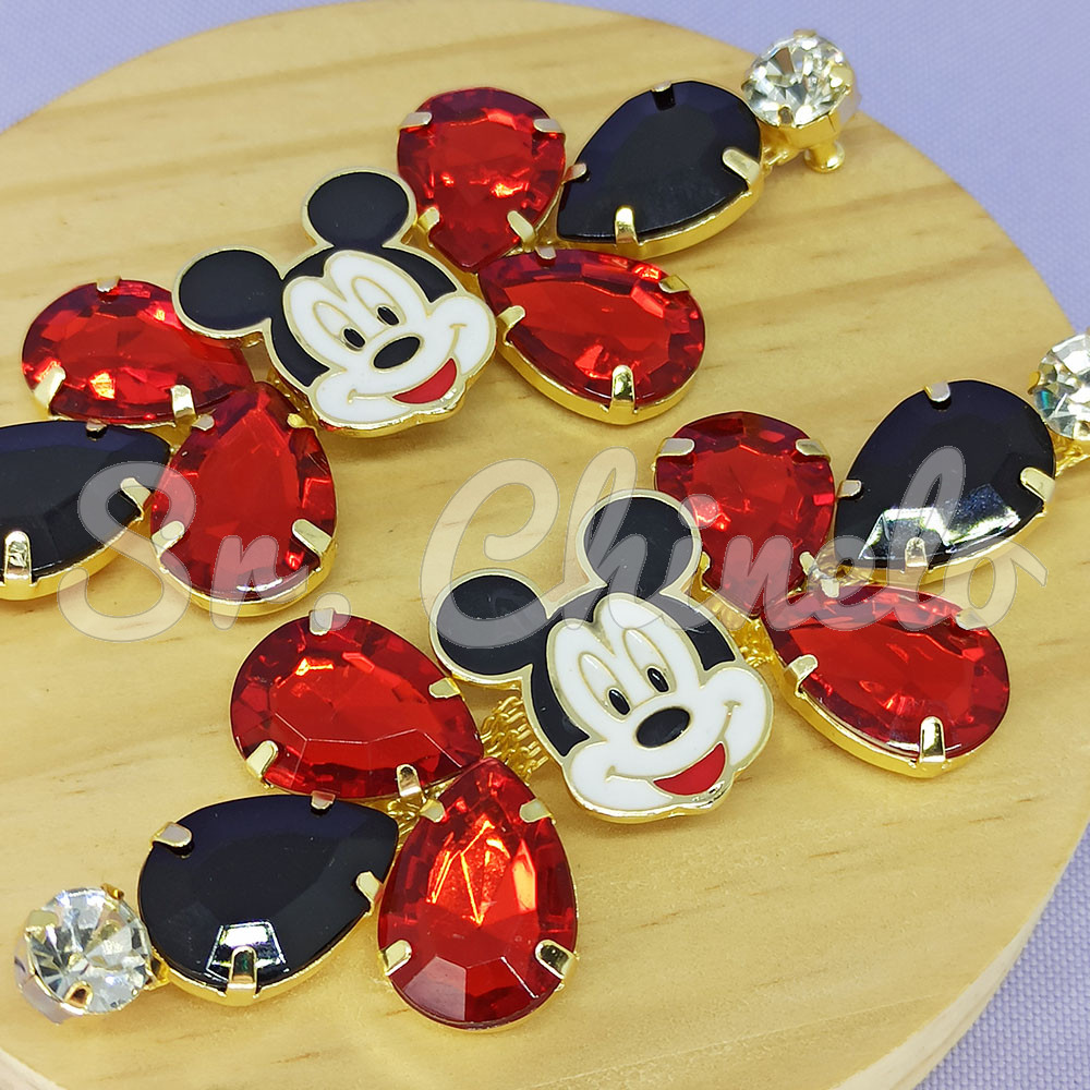 Cabedal Mickey, Banhado, Rebite, Vermelho e Preto