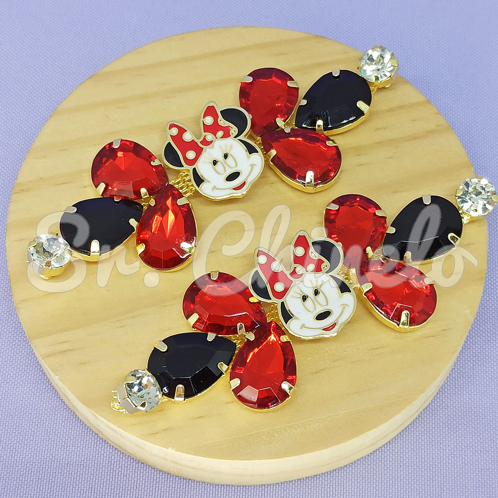 Cabedal Minnie, Banhado, Rebite, Vermelho e Preto