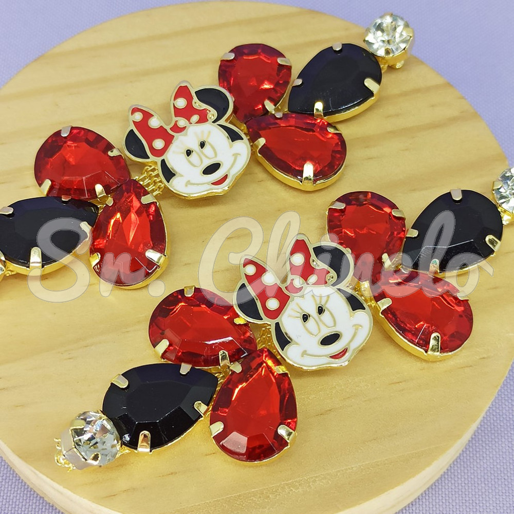 Cabedal Minnie, Banhado, Rebite, Vermelho e Preto