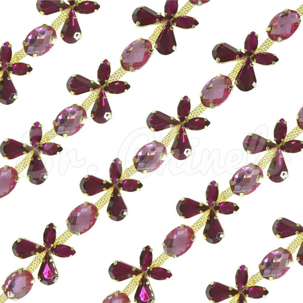 Cabedal em Metro, Banhado, Borboletas, Rosa/Rosa Claro
