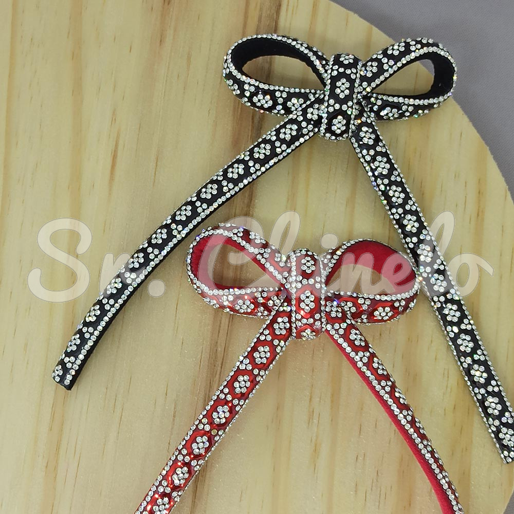 Cabedal 74002 Laço Meia Cana 10mm, Tecido, Vermelho/Cristal