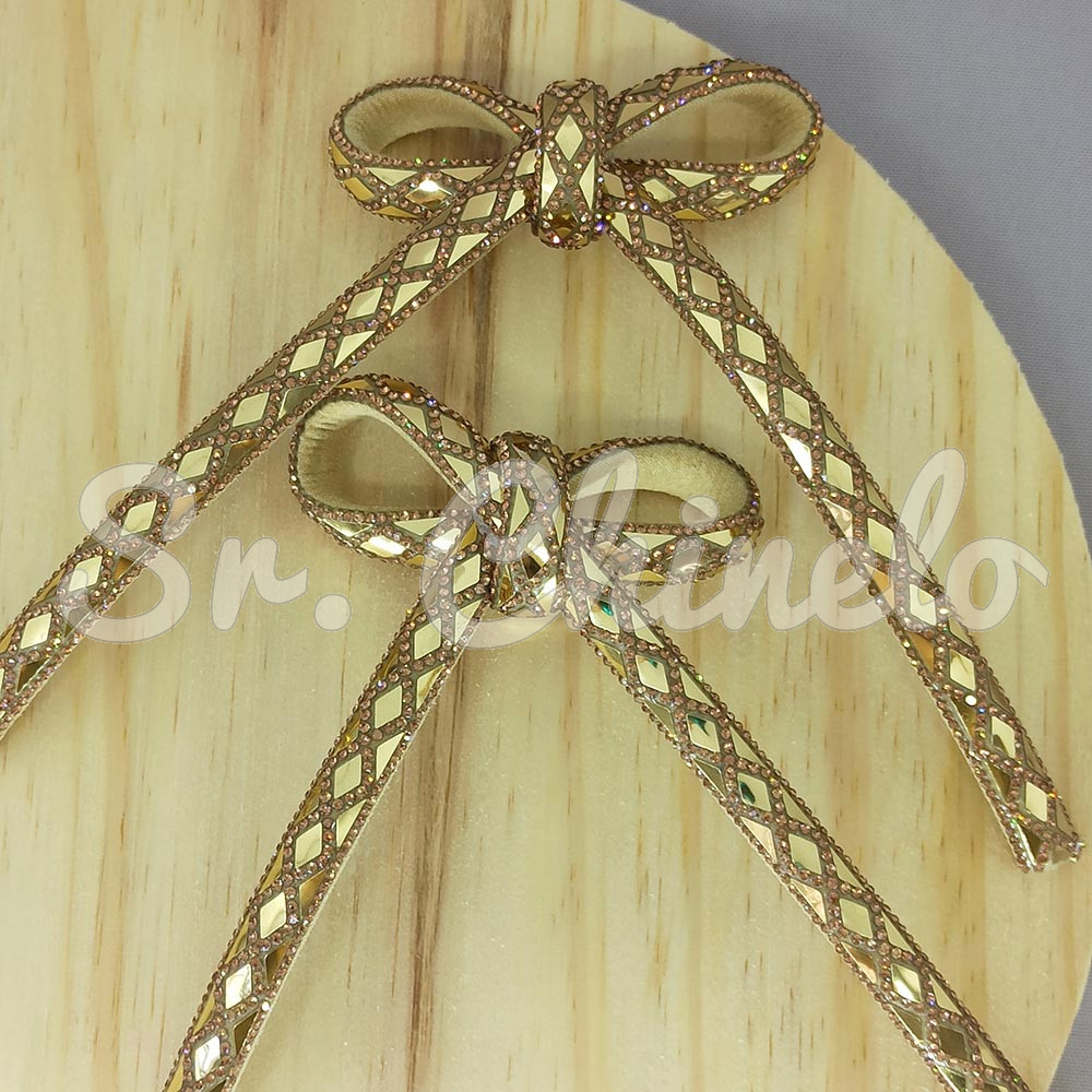 Cabedal 74005 Laço Meia Cana 10mm, Tecido, Dourado/Rose Gold