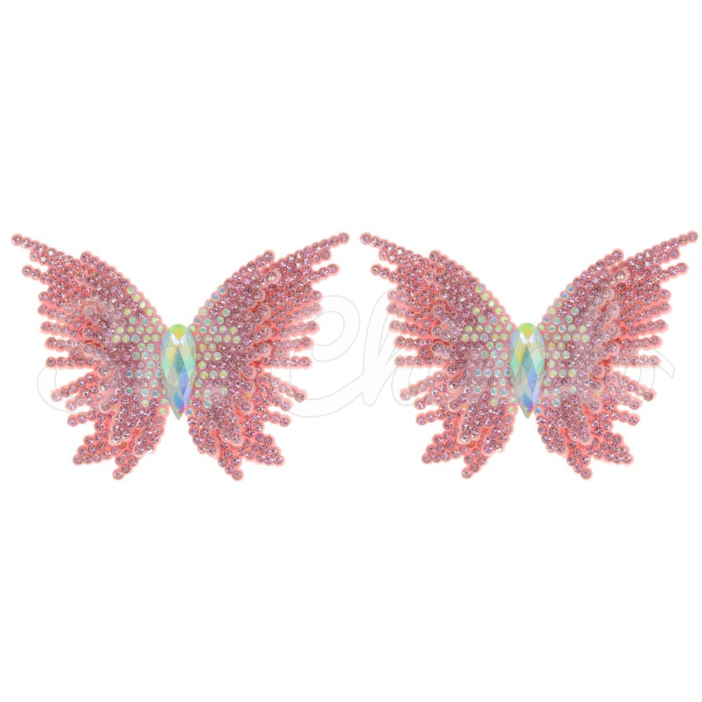 Cabedal Lia, Tecido, Borboleta, Rosa Claro