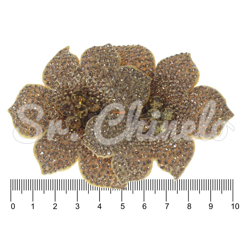 Cabedal Flor Dupla, Tecido, Marrom Ouro