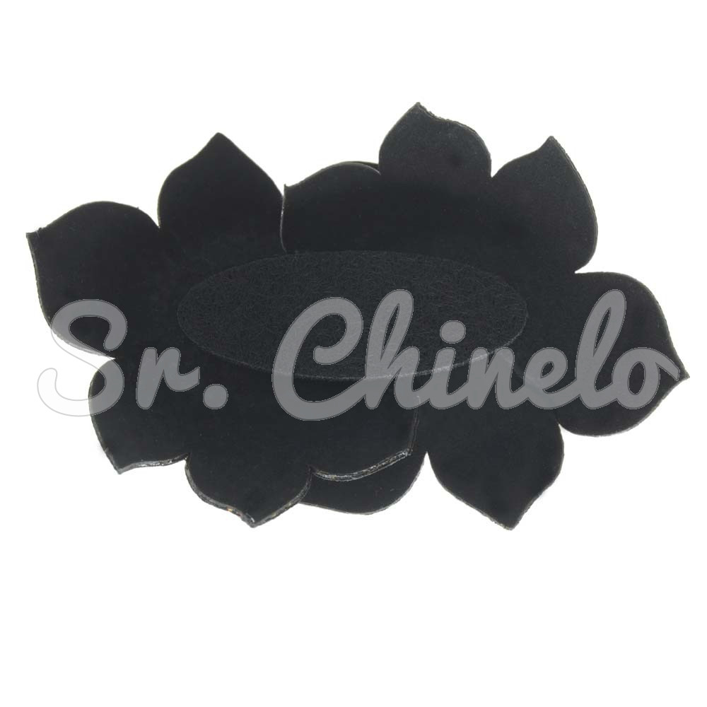 Cabedal Flor Dupla, Tecido, Preto/Cristal Furtacor