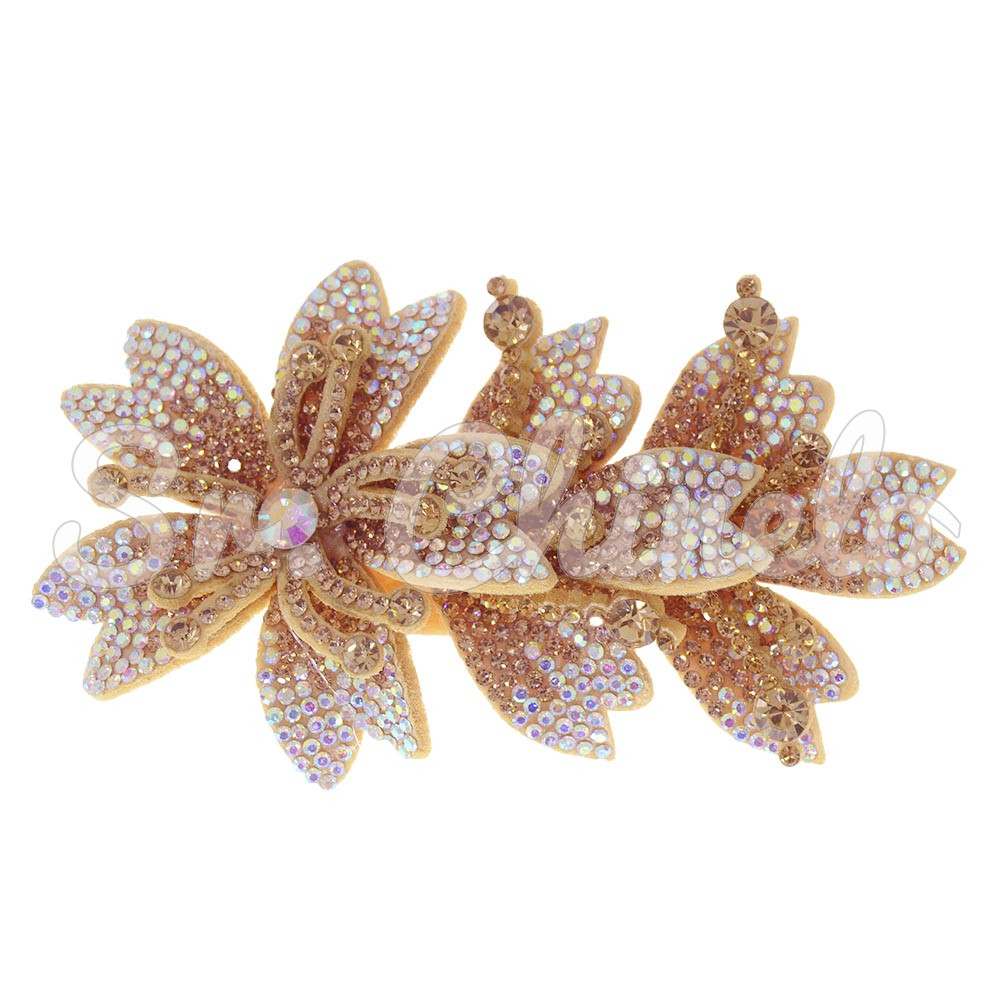 Cabedal Miriam, Três Flores com Strass, Tecido, Rosê Furtacor