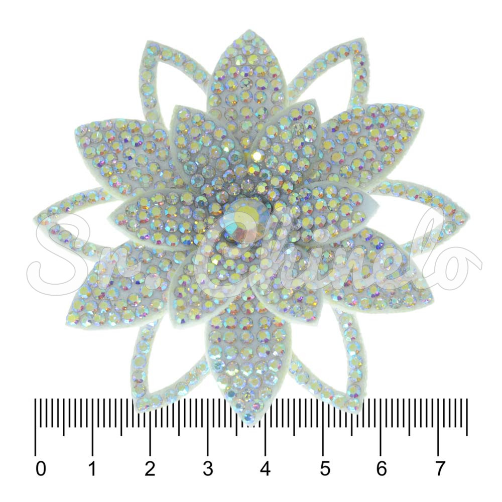 Cabedal Sandra, Flor com Strass, Tecido, Branco/Furtacor