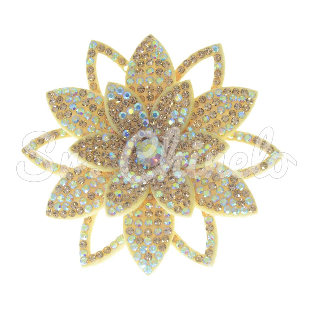 Cabedal Sandra, Flor com Strass, Tecido, Rose Gold/Furtacor