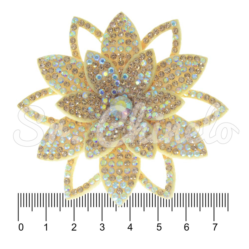 Cabedal Sandra, Flor com Strass, Tecido, Rose Gold/Furtacor
