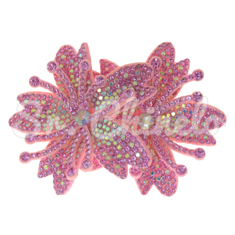 Cabedal Mavie, Duas Flores com Strass, Tecido, Rosa Claro Furtacor
