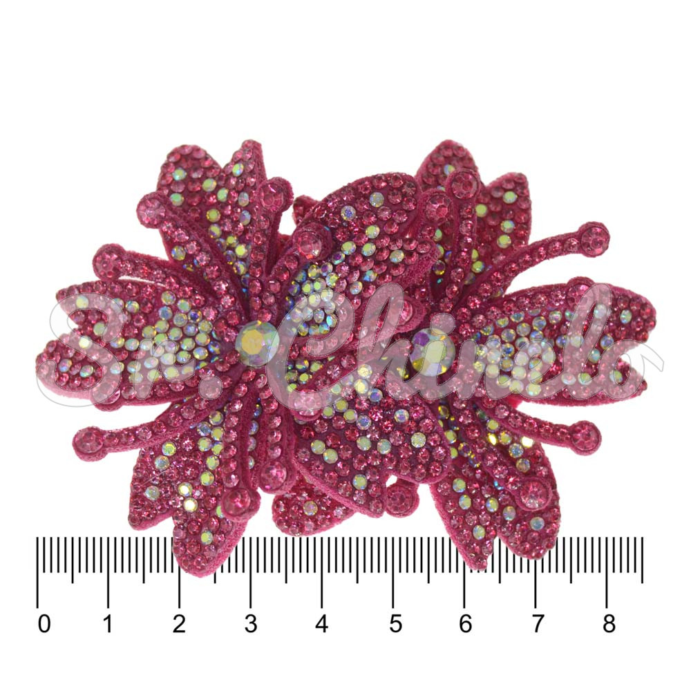 Cabedal Mavie, Duas Flores com Strass, Tecido, Pink Furtacor