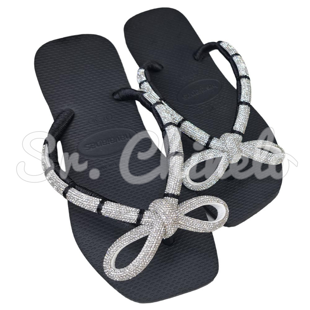Cabedal 74003 Laço Meia Cana 10mm, Tecido, Preto/Cristal