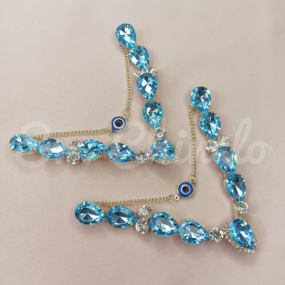 Cabedal Zoe, Rebite, Olho Grego, Azul Tiffany