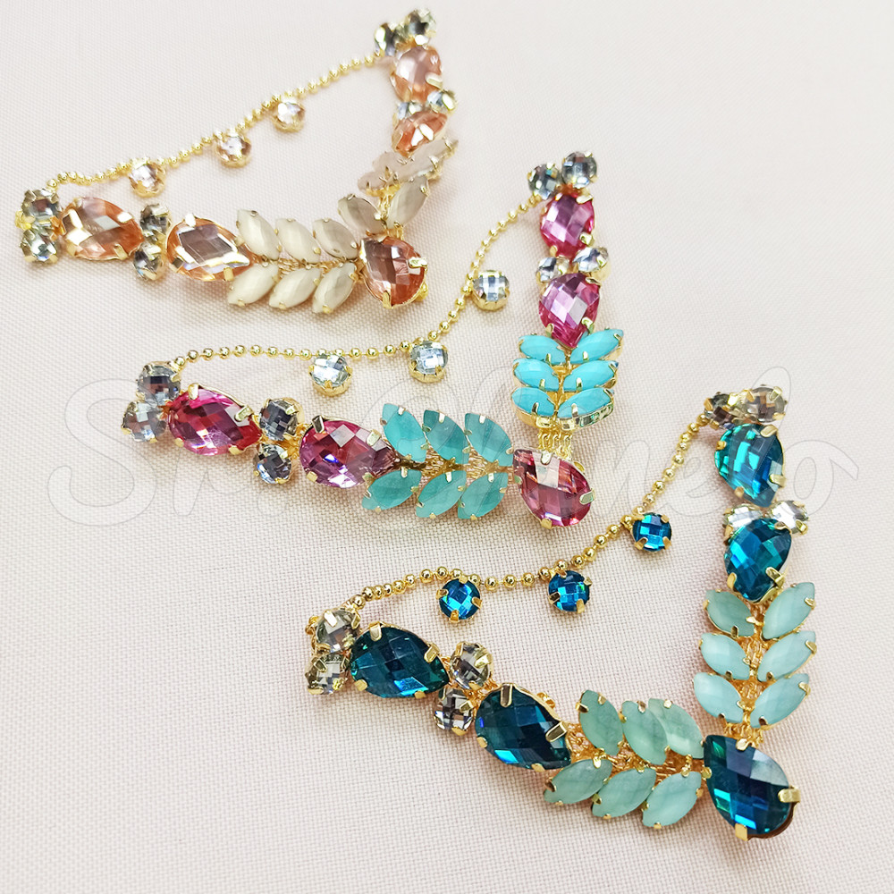 Cabedal Sirena, Banhado, Rebite, Correntinha, Turquesa/Tiffany Jateado
