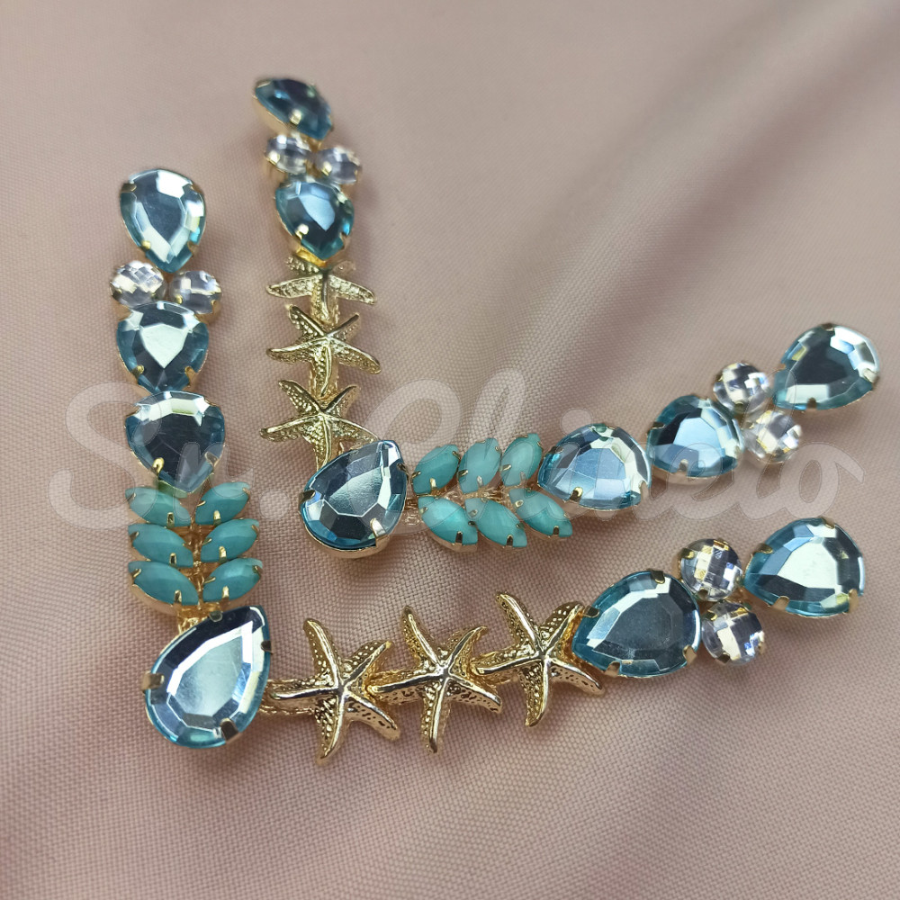 Cabedal Estela, Banhado, Rebite, Azul Tiffany