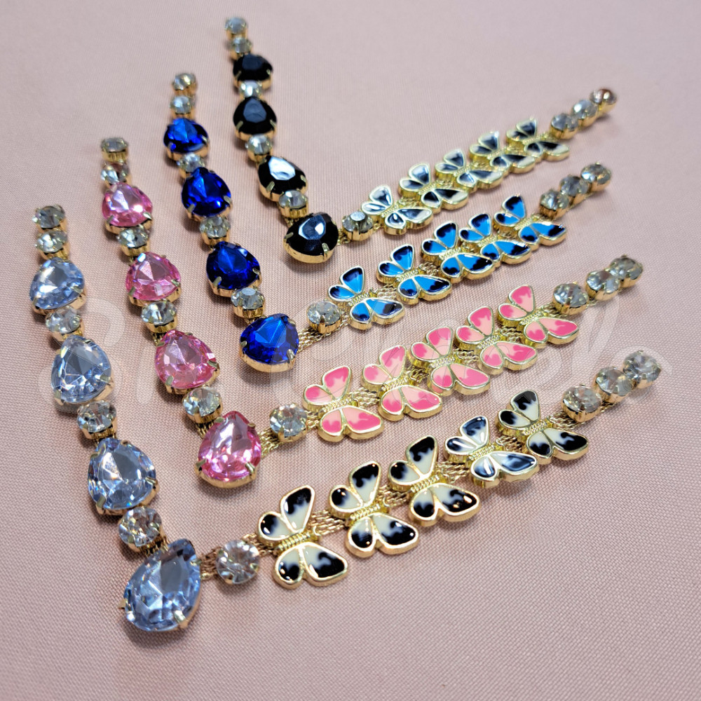 Cabedal Lily, Borboletas, Rebite, Rosa/Cristal