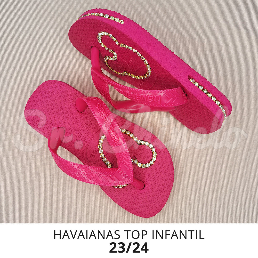 Sandálias Havaianas Top, 23/24, Frisado para Fio de Strass