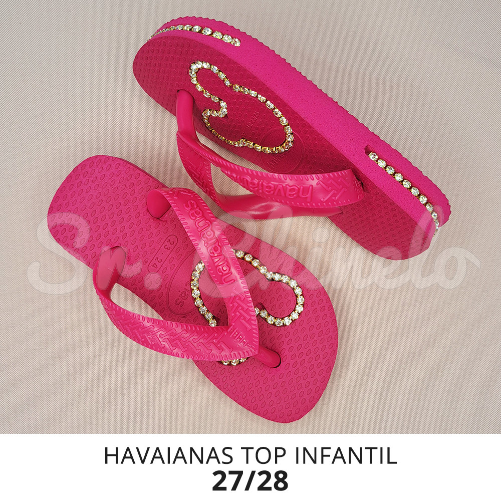 Sandálias Havaianas Top, 27/28, Frisado para Fio de Strass