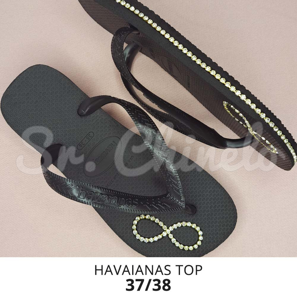Sandálias Havaianas Top, 37/38, Frisado para Fio de Strass