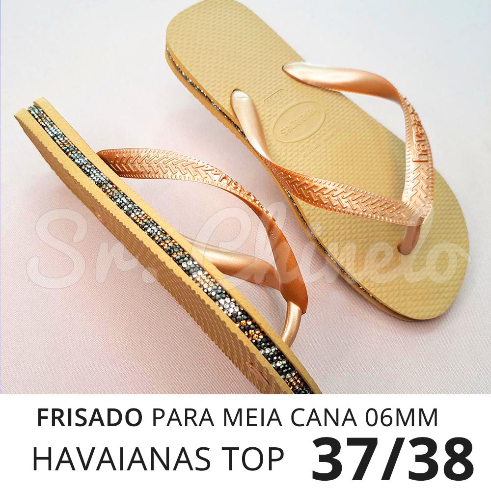 Sandálias Havaianas Top, 37/38, Frisado para Meia Cana 06mm