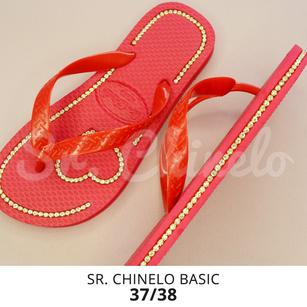 Sandálias Sr. Chinelo Basic, 37/38, Frisado para Fio de Strass