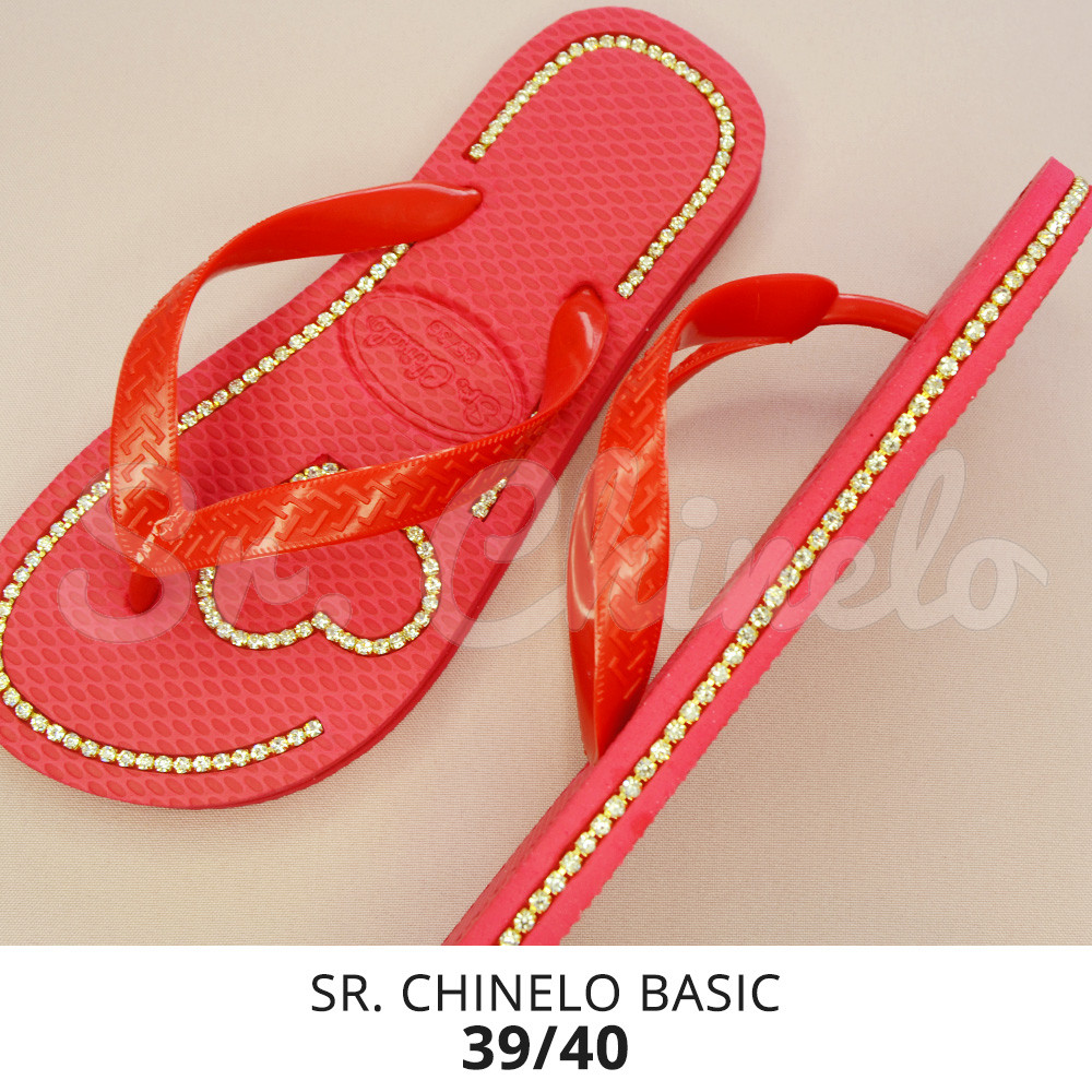 Sandálias Sr. Chinelo Basic, 39/40, Frisado para Fio de Strass