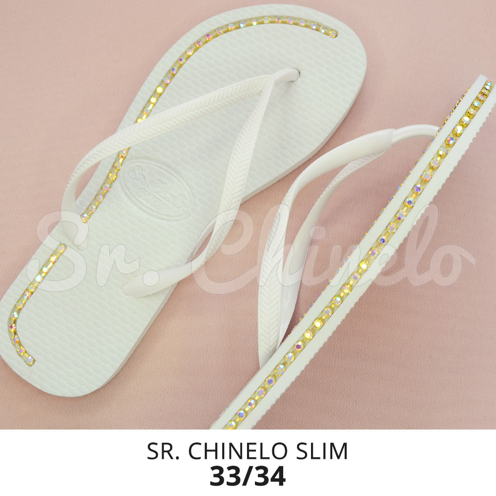 Sandálias Sr. Chinelo Slim, 33/34, Frisado para Fio de Strass