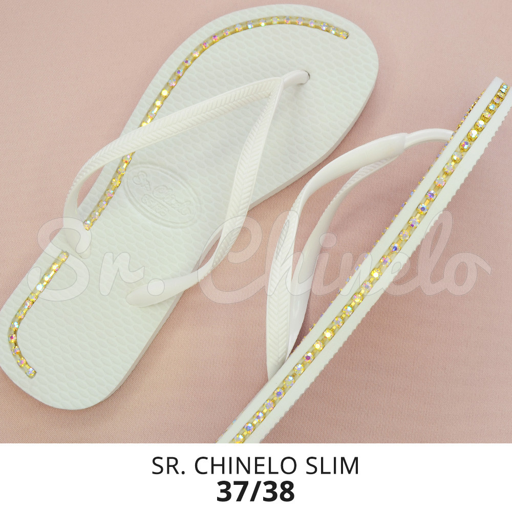 Sandálias Sr. Chinelo Slim, 37/38, Frisado para Fio de Strass