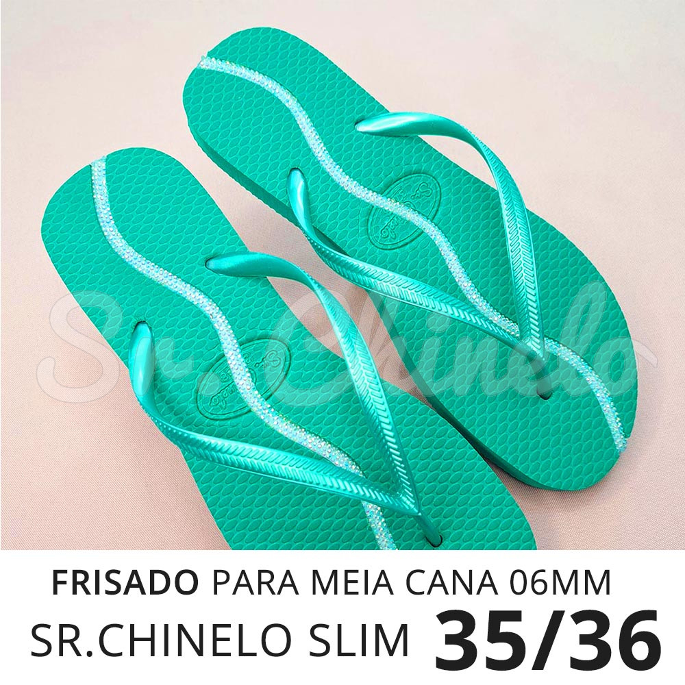 Sandálias Sr. Chinelo Slim, 35/36, Frisado para Meia Cana 06mm