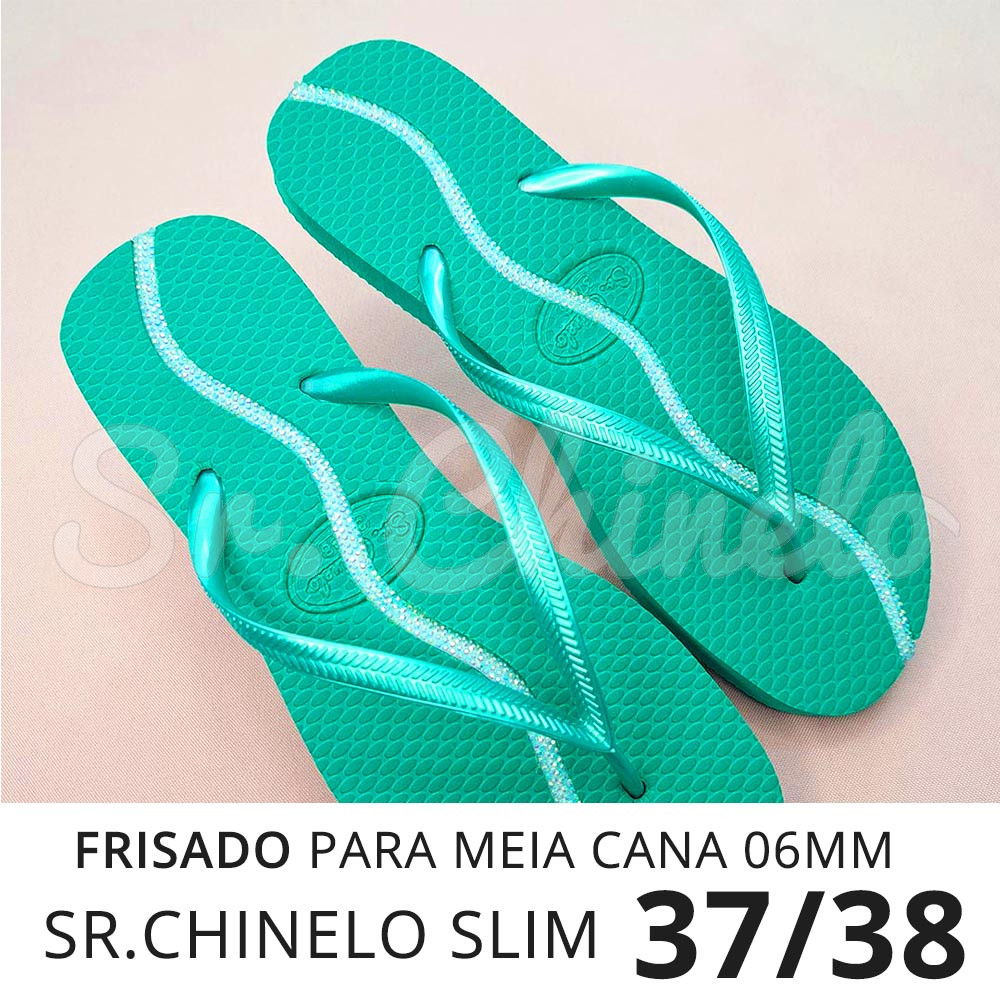 Sandálias Sr. Chinelo Slim, 37/38, Frisado para Meia Cana 06mm