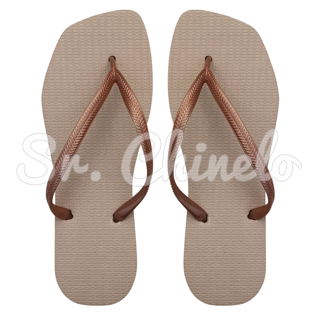 Chinelo Slim Square, Sr.Chinelo, 100% Borracha, Areia