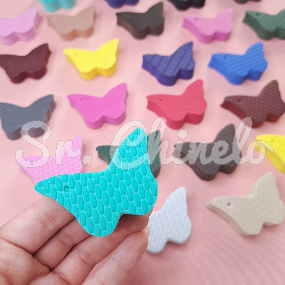Kit de Pingentes de Borracha para Chaveiro, Estrela Coração e Borboleta, Bege Porcelana